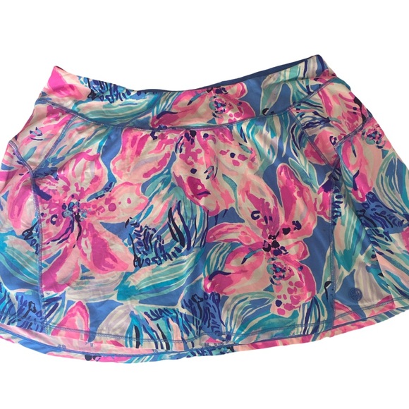 Lilly Pulitzer Pants - Lilly Pulitzer Vibrant Pink and Blue Floral Skort L pink blue , nylon spandex